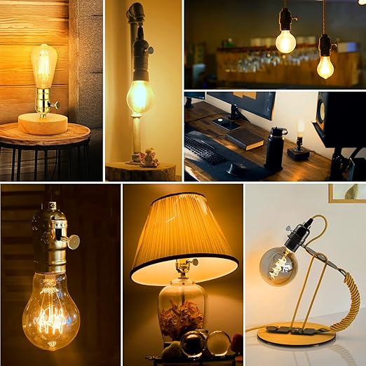 DiCUNO Lamp Turn On/Off Switch Knobs Replacement, Metal Lamp Switch Knob for Universal Light Socket, Standard Size, Pearl Black, 4 Packs