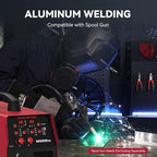 ARCCAPTAIN 6-in-1 Aluminum MIG Welder, 200A Welding Machine 110V/220V, Flux Core MIG/Gas MIG/Lift TIG/Stick Welding/Spool Gun MIG/Spot Multiprocess Welder with Synergy, Ideal for Beginner