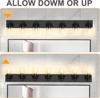 IZORRO Bathroom Vanity Light Fixture, 7-Light 51 Inch Matte Black Bathroom Light Fixtures Over Mirror, with Clear Glass Shade, Modern Farmhouse Vanity Lights, Rustic Restroom Lighting Fixtures