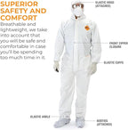 Tiger Tough Heavy Duty All Purpose Coverall, White Safety Suit for Superior Comfort & Protection