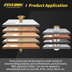 Wood Screws Assortment Kit, FIXLINK 240 PCS High Hardness Flat Head Wood Screws Set, Phillips Drive Assorted Screws, Contain Anchors and 8 Size (2-1/2”,2”,1-1/2”,1-1/4”,1”,3/4”,5/8”,1/2”), Yellow Zinc