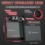 YESWELDER Auto Darkening Welding Helmet with SIDE VIEW, 180° Panoramic View, 1/1/1/1 True Color Solar Powered Welder Hood, Wide Shade 3/5-9/9-13 Welder Mask for TIG MIG ARC CUT and GRIND, LYG-Q800D