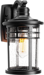 Darkaway Outdoor Porch Lights Wall Mount, Outdoor Light Fixtures Sconces Wall Lighting with Seeded Glass Waterproof Exterior Lights for Patio Yard House Hallway Doorway Garage(1 Pack, Black)