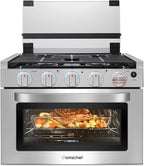 AMZCHEF RV Gas Range 17 Inches Tall, 1.24 Cu.Ft Propane Range Oven with 3 Burners Stove for RV, Apartment, Mobile Home, Stainless Steel.