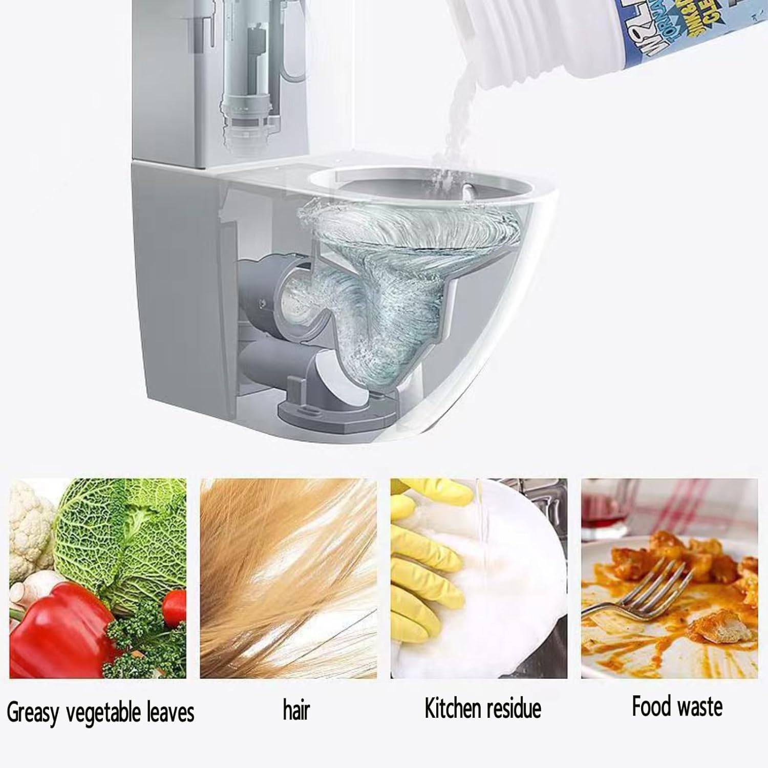 Wild Tornado Powerful Sink & Drain Cleaner Powder - Quick Foaming Super Cleaning Agent for Kitchen, Bathroom & Toilet Pipes (2pcs)