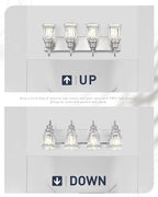 Brushed Nickel Bathroom Light, HWH 4-Light Vanity Lights for Bathroom Vanity Sconce Over Mirror, Wall Mounted Light Fixtures with Bell-Shaped Striped Glass, 5HZG106B-4W BN