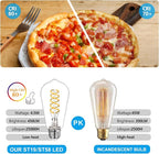 Dimmable Edison Bulbs, 4.5W Equivalent to 40W Vintage Light Bulbs, E26 Base 4000K ST58/ST19 LED Bulbs, Antique Flexible Spiral Filament Light Bulbs - Clear Plastic 12Pack