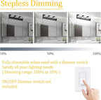 Ralbay 5 Color Temperature Modern LED Black Bathroom Vanity Lights Dimmable Acrylic Modern Black Bathroom Wall Lighting Fixtures 3 Lights