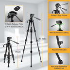 PREXISO Laser Level with 47 Inch Tripod, IP54 Rechargeable 65Ft Green Cross Line Laser Self Leveling, Light Indicator, 3 Brightness Mode, Lazer Leveler Tool for Picture Hanging, Tile, Home Renovation