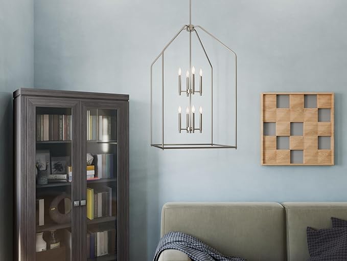 Kichler Madden 43" 8 XL Light Foyer Pendant in Brushed Nickel, Soft Modern Fixture, for Foyer, Over Large or Dining Room Table, (43" x 24.25"), 52724NI