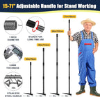 Professional Triangle Hoe with Detachable Shaft - Extra Wide 9.5" Sharpened Blade for Farm/Garden, 15"-71" Adjustable Stainless Steel Pole