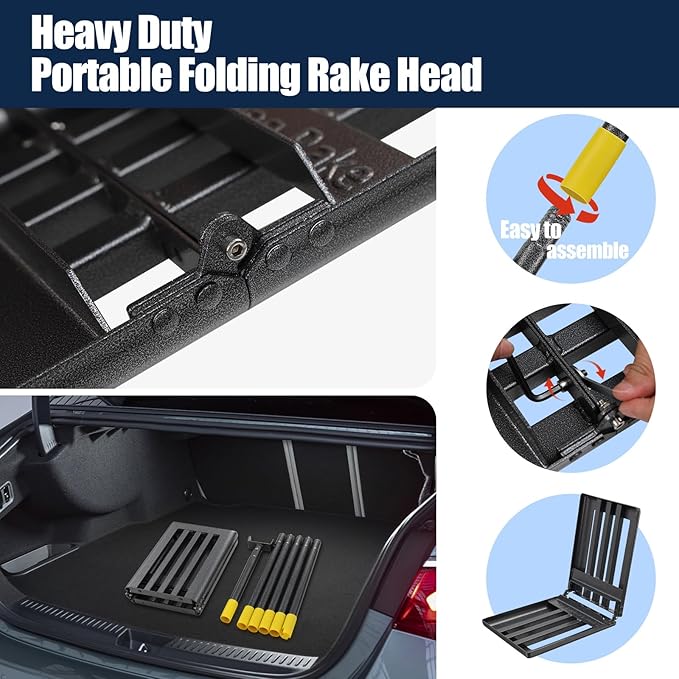 Professional Lawn Leveling Rake 30x10 Heavy Duty - Oversized Leveling Tool with 80" Stainless Steel Handle, Foldable Landscape Grading Rake for Soil Sand Topdressing & Seeding