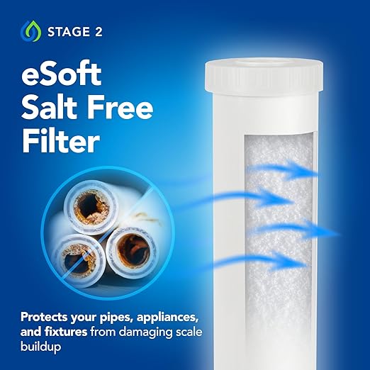 Whole House Salt Free Water Softener Alternative - Filters Dirt, Sand, and Debris - Protects Plumbing and Appliances from Hard Water Scale - Easy Installation - Zero Water Waste