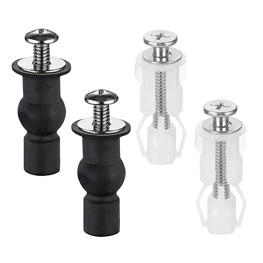 2 Set Toilet Seat Screws, Stainless Steel Toilet Seat Bolts with Expanding Rubber & Plastic Nuts - Universal Toilet Hardware Replacement Kit for Most Top-Mount Toilet Seats' Top-Mount Hinges