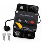 E9 50 Amp Circuit Breaker with Recessed Switch Design | Waterpoof IP67 Protection DC 12V-72V 50A Manual Reset UL Surface Mount