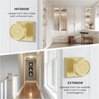 Haidms Brushed Gold Dummy Door Knobs, Half Brushed Brass No-Turning Dummy Knob for Closet Doors, Zinc-Alloy Single-Sided Door Locks (4 Pieces/2 Pairs)