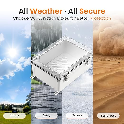 QILIPSU Waterproof Junction Box IP67 Outdoor Plastic Electrical Project Enclosure Weatherproof with Mounting Plate, Wall Brackets, Hinged Clear Cover 14.8"x10.8"x6.1" CC