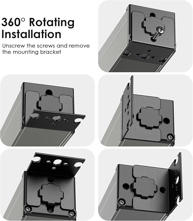 JUNNUJ Heavy Duty Power Strip Wall Mount,Magnetic Power Strip,20 Amp Surge Protector 1200J Metal 8 Outlet Under Desk,Garage Mountable Power Bar Table Socket Industrial Outlets 6-20R T-Slot,6FT 12AWG