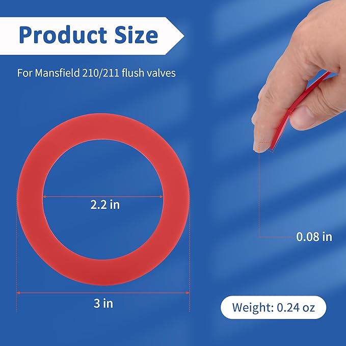 Flush Valve Seal for Mansfield 210/211 Flush Valve, Upgraded Silicone Material Mansfield Toilet Replacement Parts 160, Toilet Gasket Equivalent to 630-0030, 3Pcs