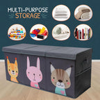 Extra Large Toy Storage Organizer with Lid - Sturdy, Collapsible Toy Chest Storage Box with Cute Design - Toys Bin with Dividers for Kids, Boys, Girls, Nursery, Bedroom, Play room 37"x16"x14"