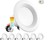 LUXRITE 4 Inch LED Recessed Can Lights, 10W=60W, CCT Color Selectable 2700K | 3000K | 3500K | 4000K | 5000K, Dimmable Retrofit Downlights, 750 Lumens, Energy Star, Wet Rated, Baffle Trim (6 Pack)