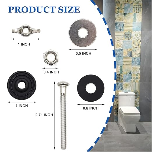 Universal Toilet Tank to Bowl Bolt Kit, Heavy Duty Toilet Tank Replacement Kit, Waterproof and Rustproof Stainless Steel Toilet Tank Bolts(4 PCS)