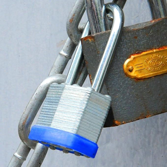 SEPOX® Lucky-12Pcs Set Keyed-Alike Laminated Steel Padlocks with Same-Key, Long-Shackle, 1-9/16" 40MM Heavy-Duty Padlock Body, 12Pcs of Locks with 28Pcs Key with Big Handle for Lockers-Lock, Fence