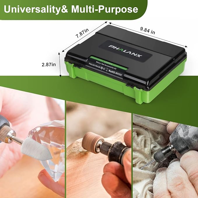 PHALANX Rotary Tool Accessory Kit, 420 Pcs Accessories Kit, 1/8"(3.2mm) Diameter Shanks, Universal Fitment All Rotary Tool for Easy Cutting, Sanding, Grinding, Sharpening, Engraving, Carving- PRA420…