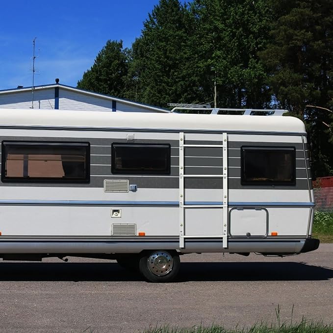 4-Rung Window Well Ladder Straight, Heavy Duty Steel Fire Escape Ladder, Powder-Coated Basement Egress Window Ladder 45.2" Lx17.9 W, White