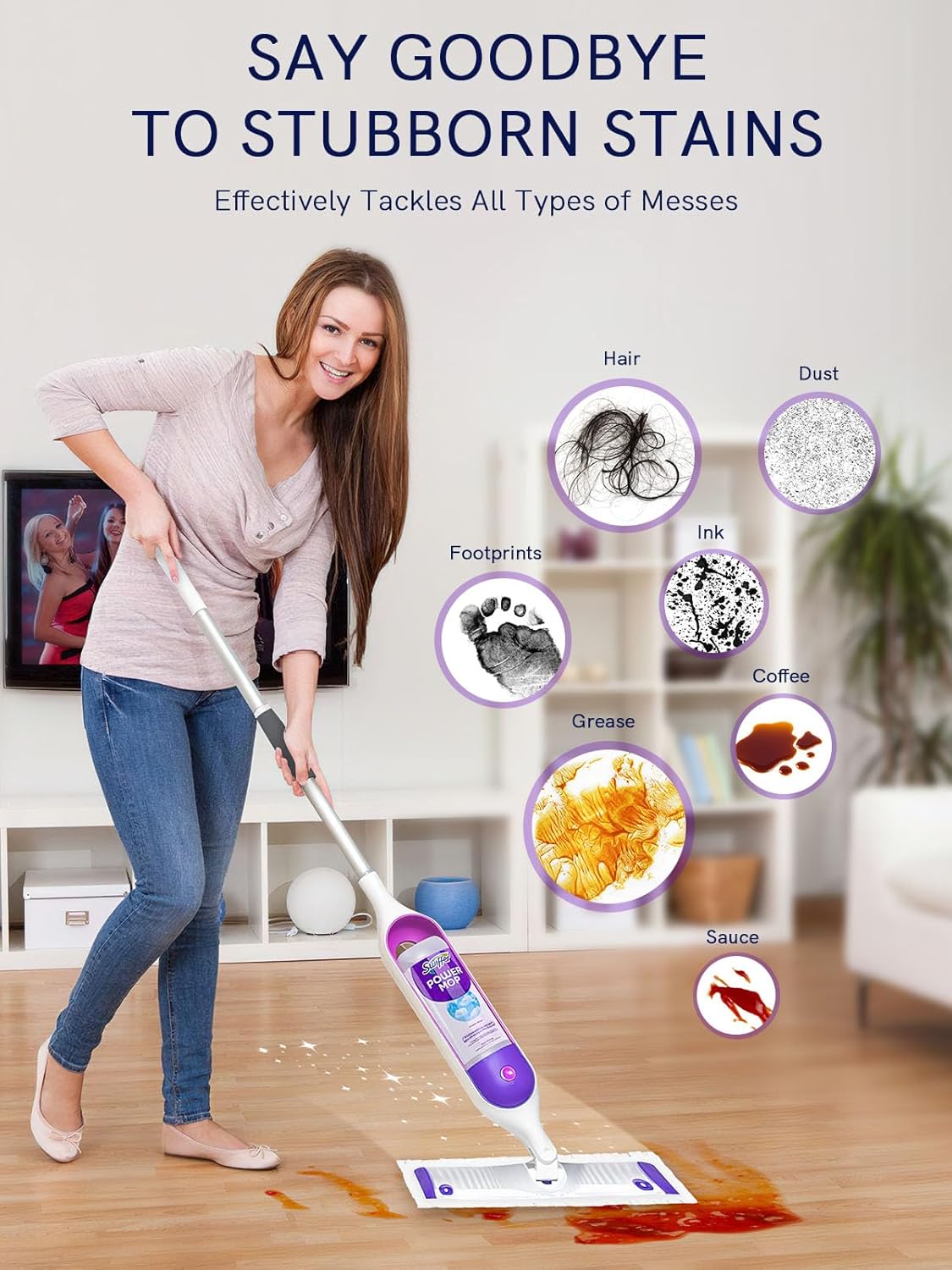 20 Count Power Mop Pads Refills for Swiffer, Compatible with Swiffer Power Mop Refills Replacement Disposable Power Mopping Pads Refills for Multi-Surface Floor Cleaning