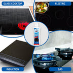 Glass Cooktop Cleaner Kit & Polish - 10 oz Stove Top Cleaner with Scrubbing Pad, Scraper & Microfiber Cloth - Removes Burnt-On Food, Tough Stains, No Scratches, Streak-Free Shine