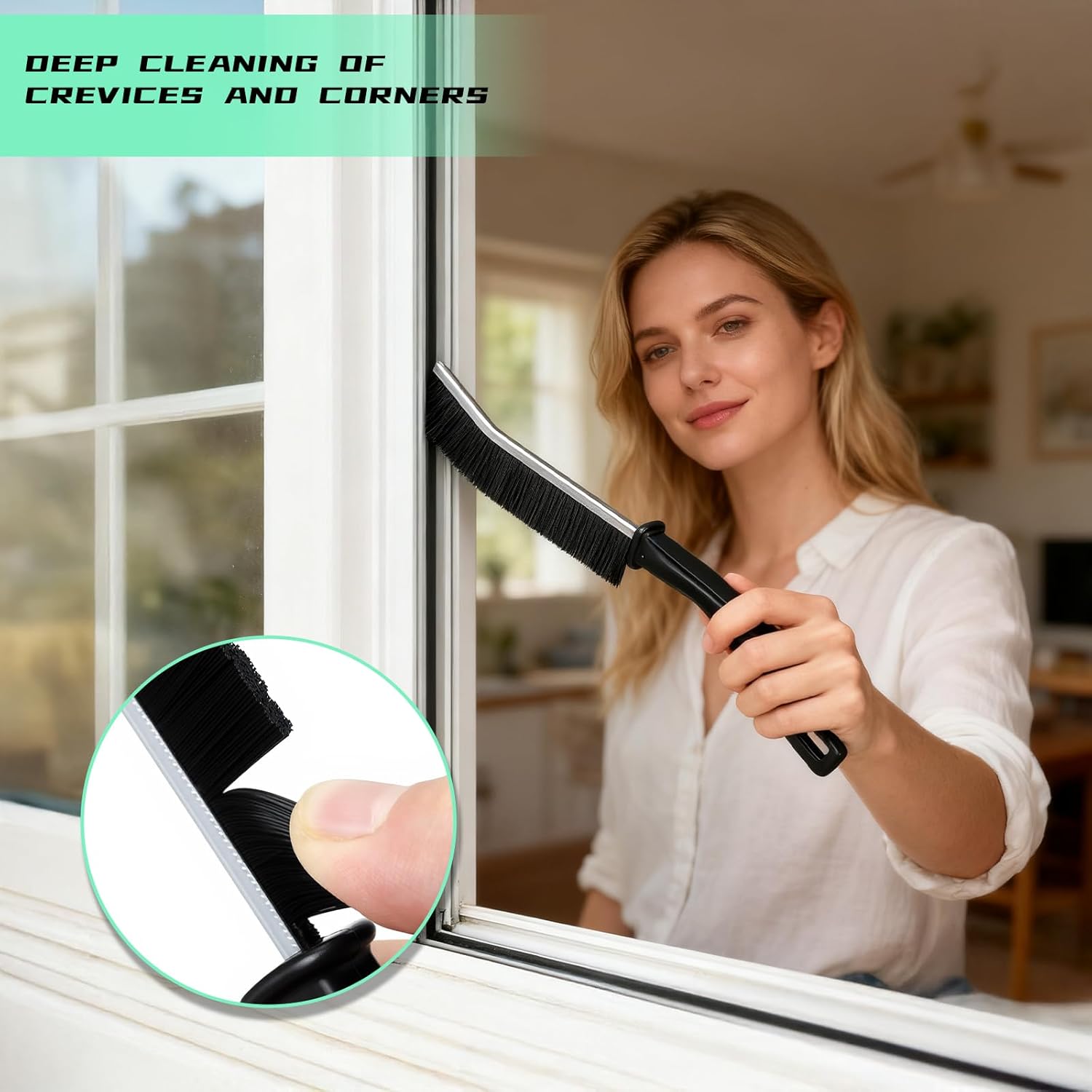 Hard Bristle Crevice Cleaning Brush,Cleaner Scrub Brush Tool for Hard to Reach Tight Space, Home Essentials, Cleaning Supplies for Shower, Bathroom, Kitchen, Toilet, Window (3)