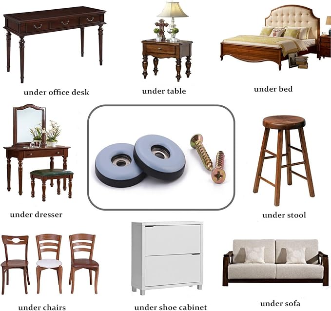 3/4" Screw on Furniture Glides Sliders for Wooden Furniture-Furnigear Heavy Duty PTFE (Teflon) Chair Leg Slides Move Your Furniture Easy & Safely - Best Floor Protector (20 Pack)