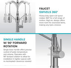 KRAUS Coda Commercial Style 2-Function Single Handle Pull Down Kitchen Faucet in Spot-Free Stainless Steel, KPF-1617SFS