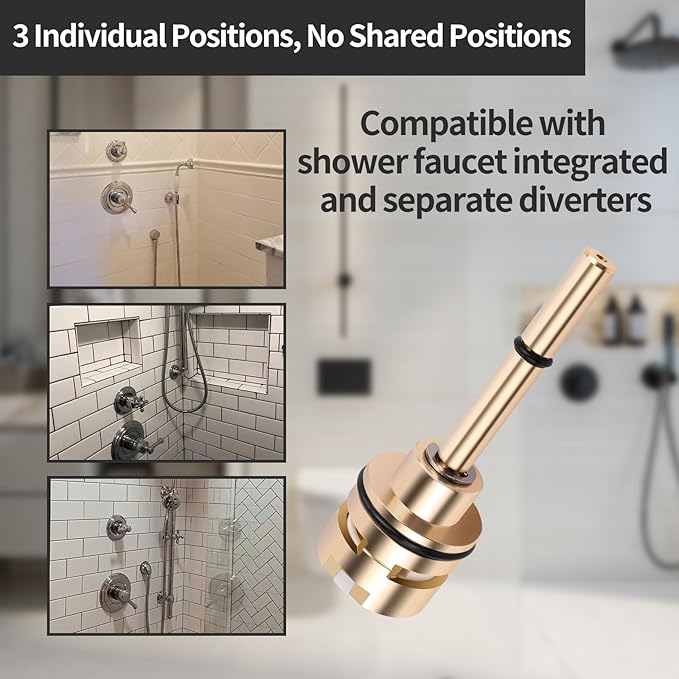 RP71718 3-Function Non-Shared Diverter Cartridge Compatible With RP71718 Replacement Part Set,Three Separate And Three Off Positions.Brass Construction