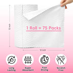 Microfiber Cleaning Cloths Roll, 75 Pack Tear Away Microfiber Towels Roll, 12" x 12" Lint Free Rags, Reusable Cleaning Cloths, Washable, Scratch Free,Ultra Absorbent Dish Rags(White Ripple)