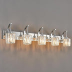 Modern Bathroom Vanity Light, 5-Light Chrome Wall Sconce with Crystal Accents, Over Mirror Bathroom Lighting Fixture, 42.52" Long Dimmable Vanity Lamp for Makeup, Easy Installation