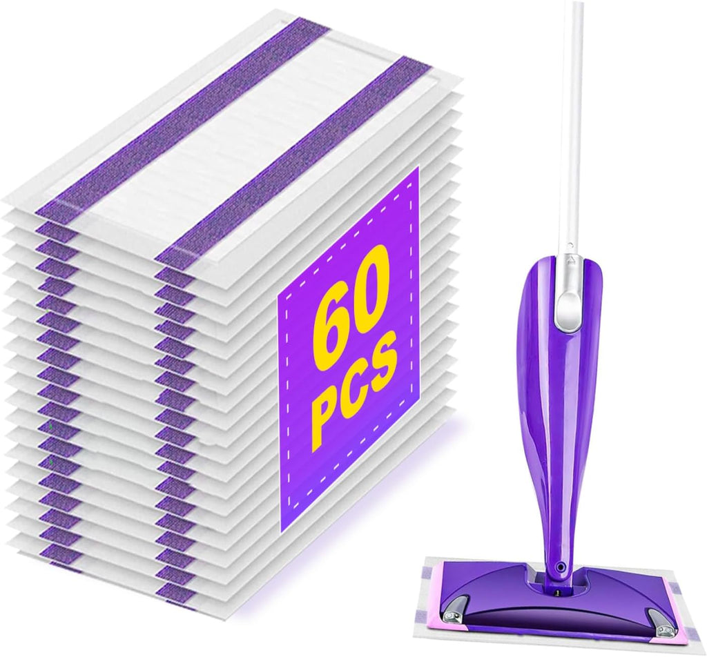 60 Pack Disposable Wetjet Pads Refills for Swiffer Wet Jet Mops, 4 Layers Thickened | Super Heavy-Duty Absorbent | Stickiness, Absorbent for Household Cleaning & Suit All Multi-Surface.
