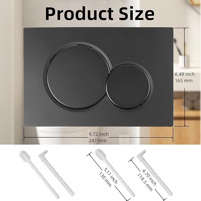 Dual Flush Actuator Plate, Compatible with Geberit 115.770.46.5. Replacement Parts for Concealed Cistern Toilet Repair (Black)