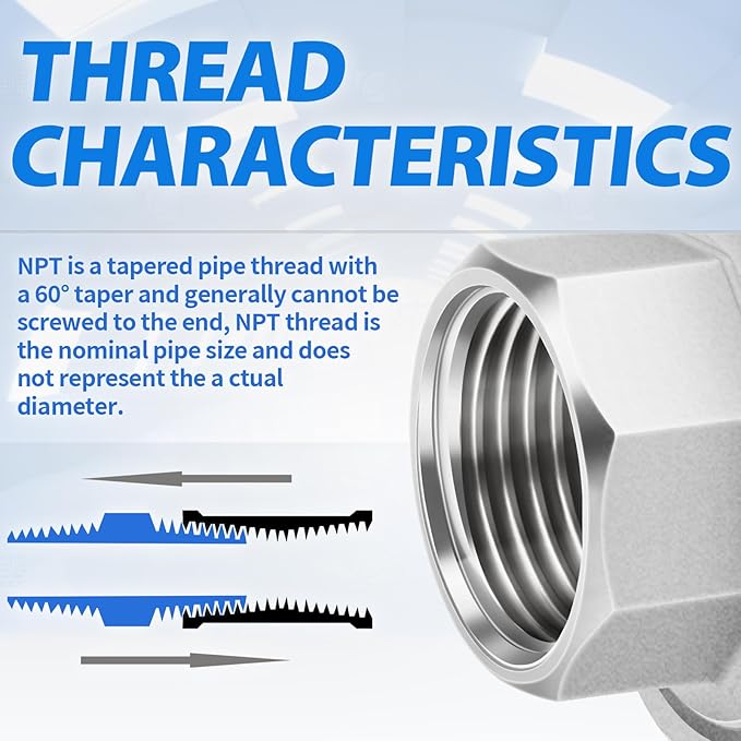 ChillWaves 304 Stainless Steel Cast Pipe Fitting, Union，1/2" NPT Female，Thread Adapter(2-PACK)