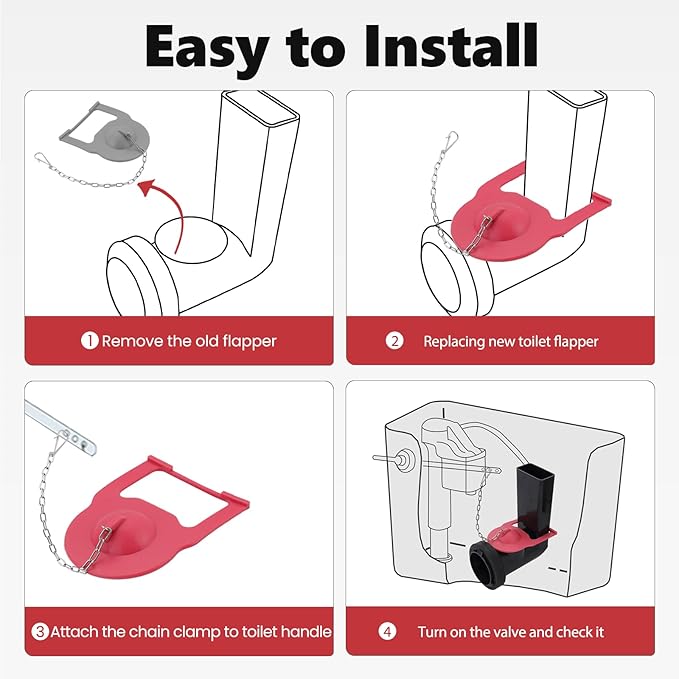 2 Inch Toilet Flapper Compatible with Kohler Hinge-Style Parts 84995 & 1000490 Toilet Flapper, Durable Rubber with Stainless Chain, 1Pc