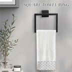 5 Pieces Black Towel Bar Set Bathroom Hardware Accessories Set Upgraded Toilet Paper Holder with Shelf Towel Holder Set for Bathroom Stainless Steel Wall Mounted