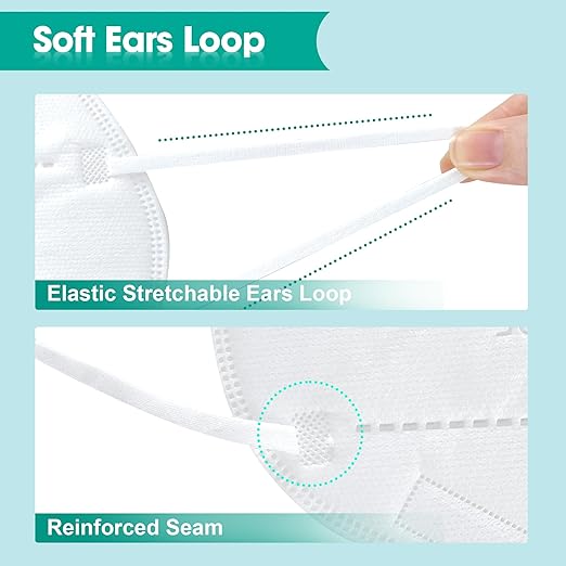 LEMENT KN95 Face Masks,100 Pack Breathable Cup Dust Disposable Masks For Adults,White