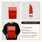 NACH Mailboxes for Outside Wall Mount, 15 x 10 x 4 inches, Red Wall Mounted Mailbox and Newspaper Holder, Waterproof Mailbox for Door - The Milano Mailbox