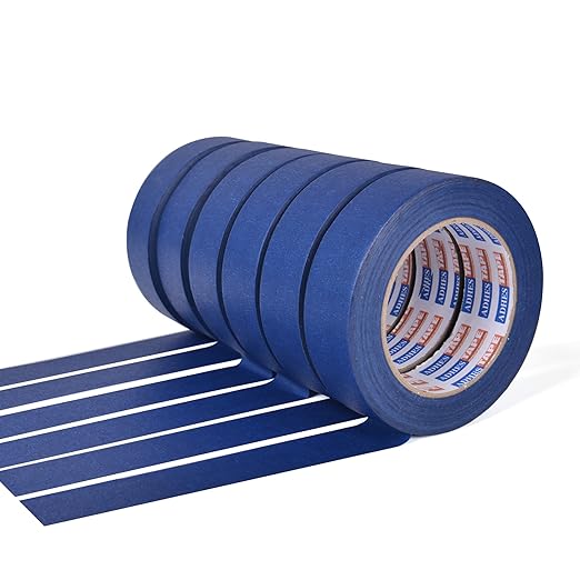 ADHES Blue Painters Tape 2 inches Wide, Masking Tape for Painting, 6 Rolls x 2 Inches x 55 Yards, Paint Tape No Residue Outdoor Anti UV Multi Surface Use, Total 330 Yards