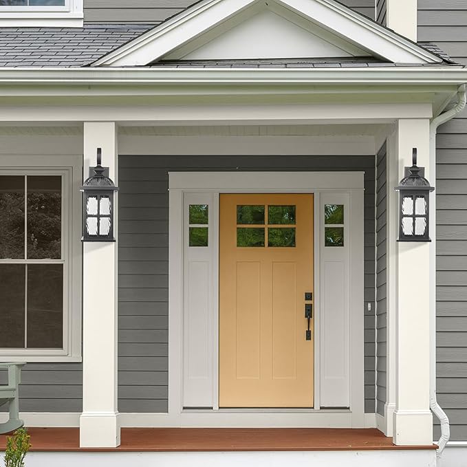 Darkaway 2pcs Large Outdoor Wall Light, 22inch Exterior Light Fixture with Water Ripple Glass, Aluminum Outside Lights Sconces Exterior Lighting for House Porch Patio Doorway