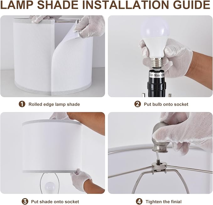 Lamp for Living Room Bedroom Lamps Farmhouse Table Lamps Set of 2 Vertical Stripe Ceramic Table Lamp,Linen Shade with Bulb, 25 in High, White