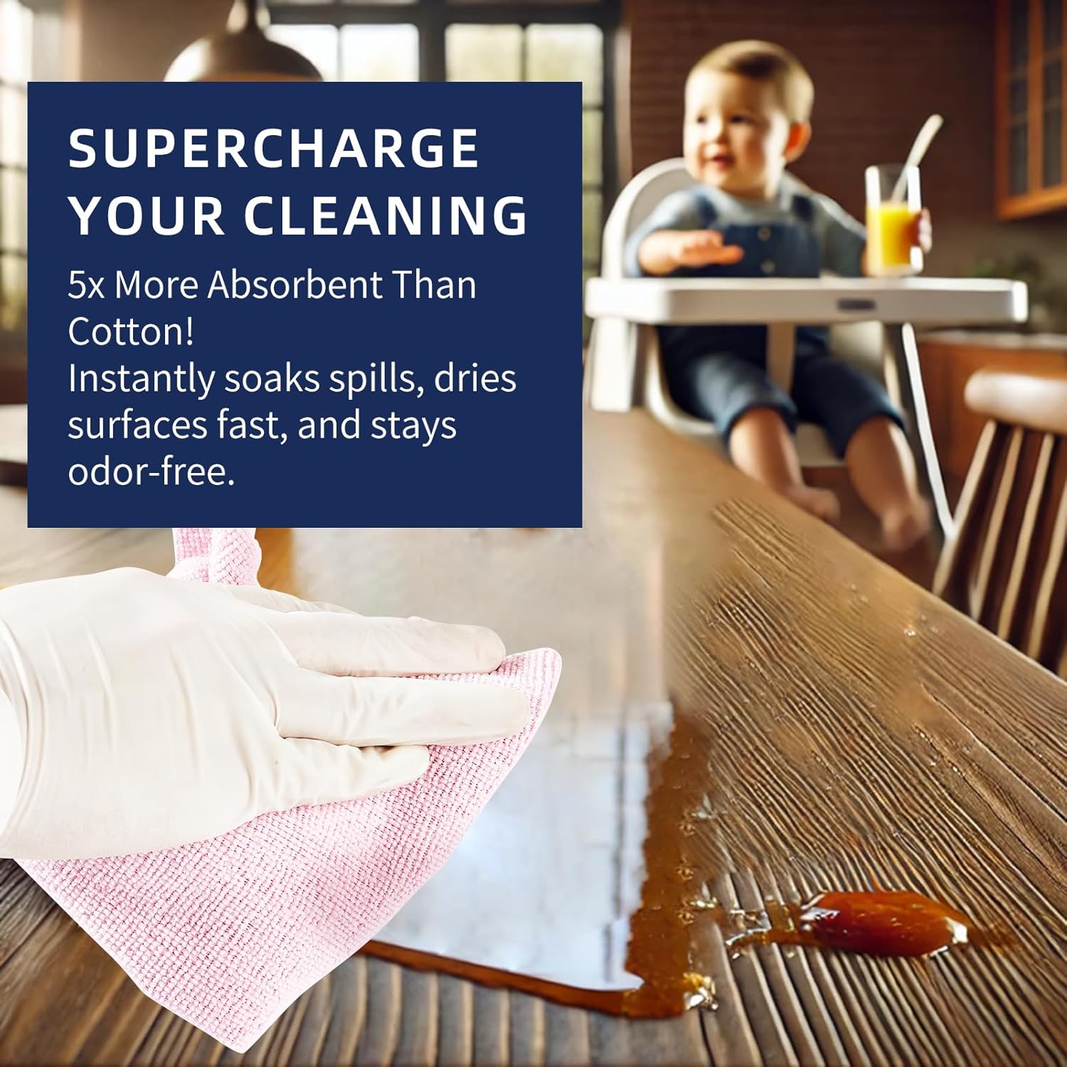 Microfiber Cleaning Cloth Roll - 50 Pack, Tear Away Microfiber Towels, 12" x 12", Reusable, Washable, Streak Free, Ultra Absorbent Dish Rags for Car, Home, Garage or Shop (Pink)