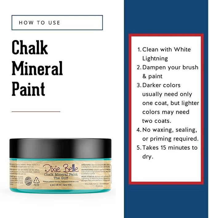 Dixie Belle Paint Company Chalk Finish Furniture Paint - The Gulf (4oz) - Matte Soft Turquoise Chic Chalk Mineral DIY Furniture Paint