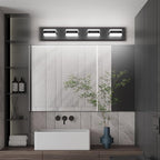 Tipace Black Bathroom Vanity Lights 4 Lights LED Modern Black Bathroom Light Fixture Over Mirror Acrylic Wall Lighting (White Light 5500K) with Rotatable Vanity Lights Heads
